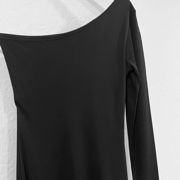 ~ Lauren Ralph Lauren S 1-Shoulder Maxi Dress Black A-line Fit&Flare Long Sleeve - Picture 10 of 15